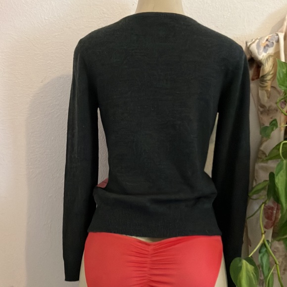 Used Cardigan knit Sweater New York &Company Gray and Pink Plaid - Picture 8 of 13